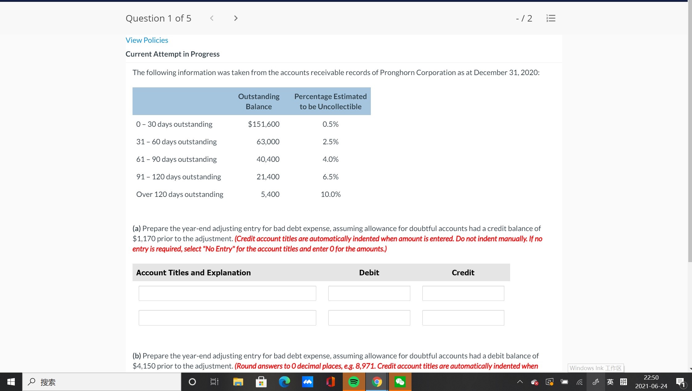 Current Attempt in Progress The following information was taken from the accounts