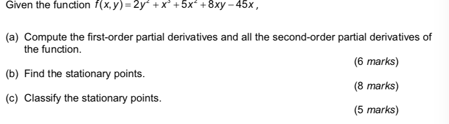 Economics question Given the function f(x,y) = 2y' + x + 5x'