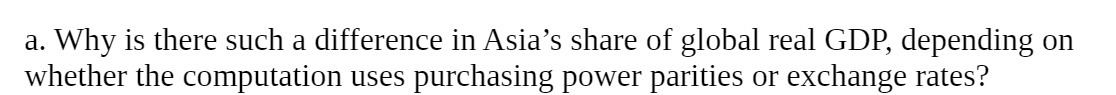 a. Why is there such a difference in Asia's share of