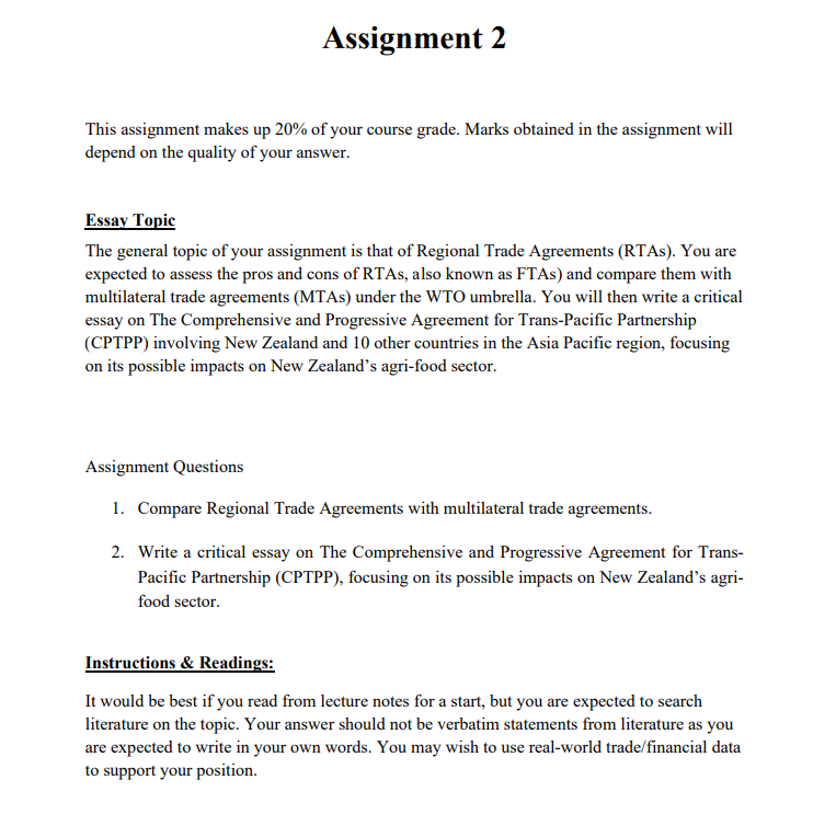  Assignment 2 This assignment makes up 20% of your course grade.