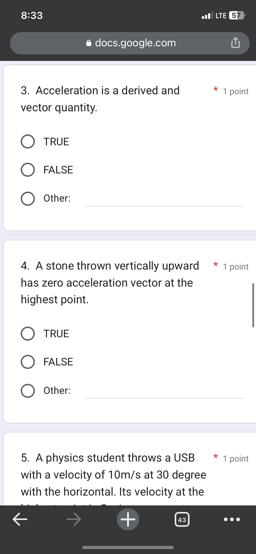 a velocity of 10m/s at 30 degree with the horizontal. Its velocity
