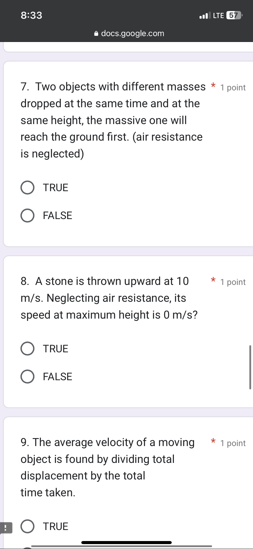 at the i docs.google.com 7. Two objects with different masses * 1