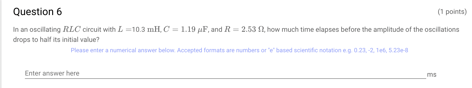 two coils. Please enter a numerical answer below. Accepted formats are numbers