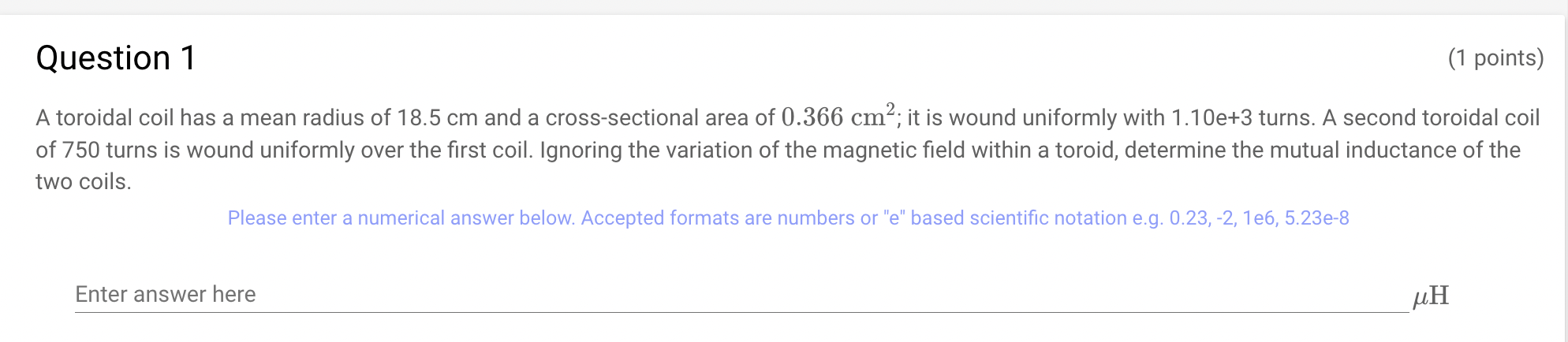 across a coil when the current through it changes uniformly from 0.10