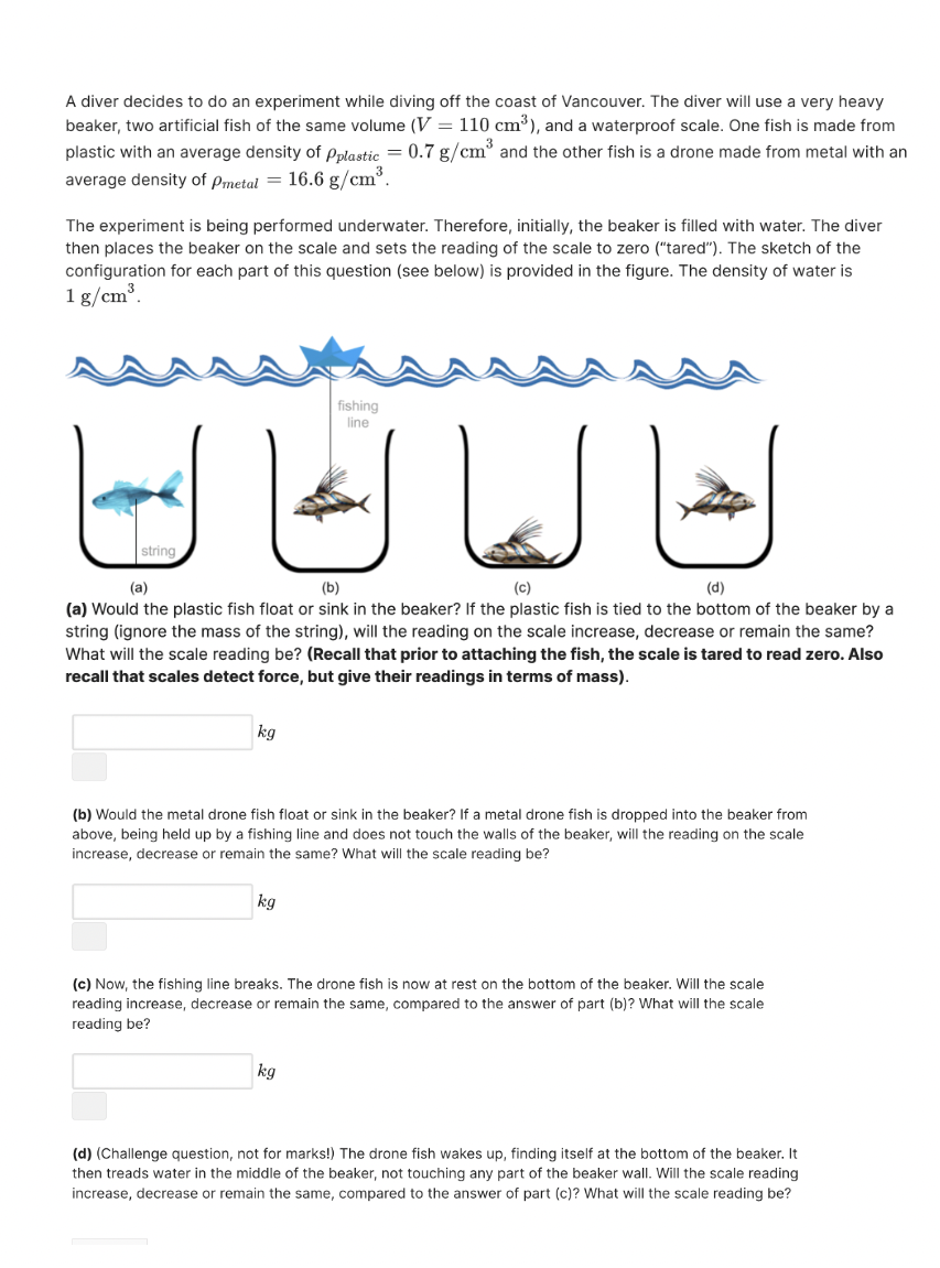 A diver decides to do an experiment while diving off the