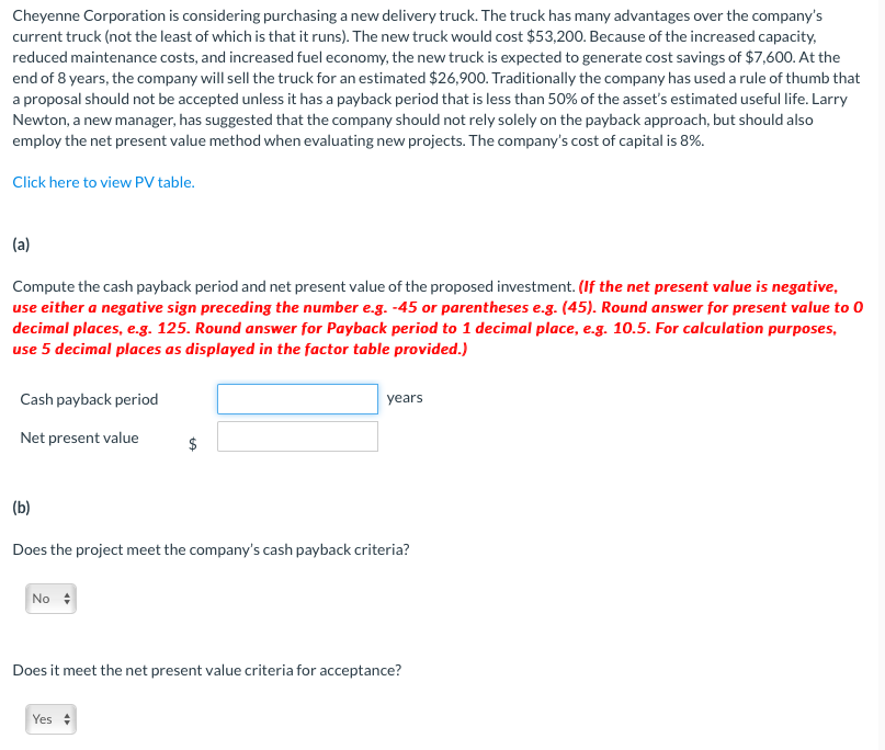 new delivery truck. The truck has many advantages over the company's current