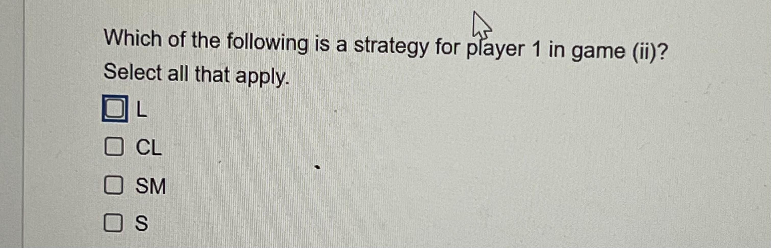 profile as: (player 1's strategy, player 2's strategy)Which of the following is