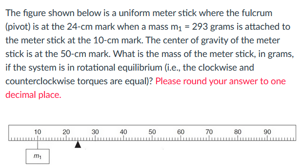 the fulcrum (pivot) is at the 24-cm mark when a mass m,