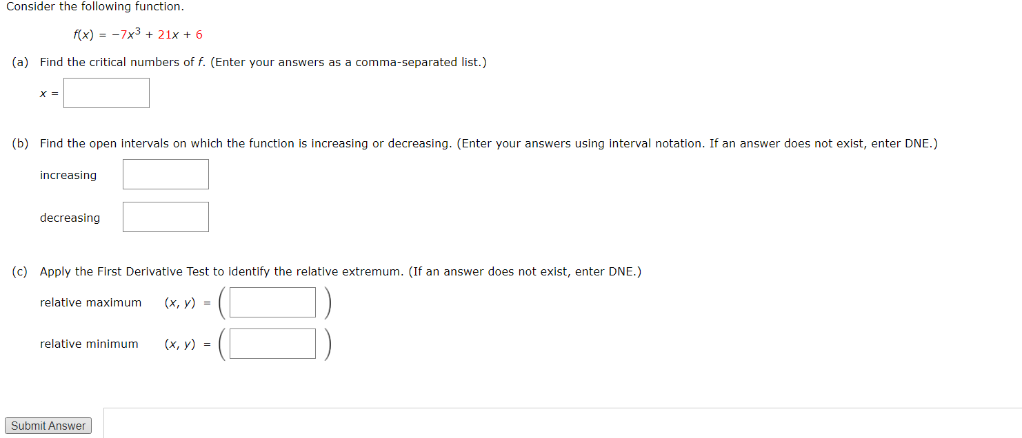 Consider the following function. RX) : 7x3 + 21x+ 6 (a)