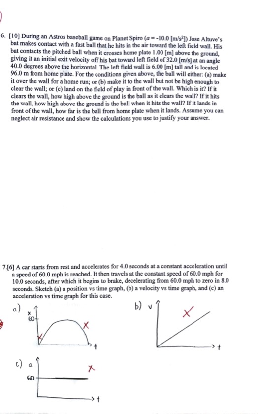 (a = -10.0 [m/s']) Jose Altuve's bat makes contact with a fast