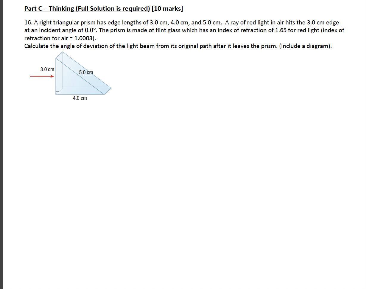  Part C Thinking (Full Solution is requiredl [10 marks] 16. A