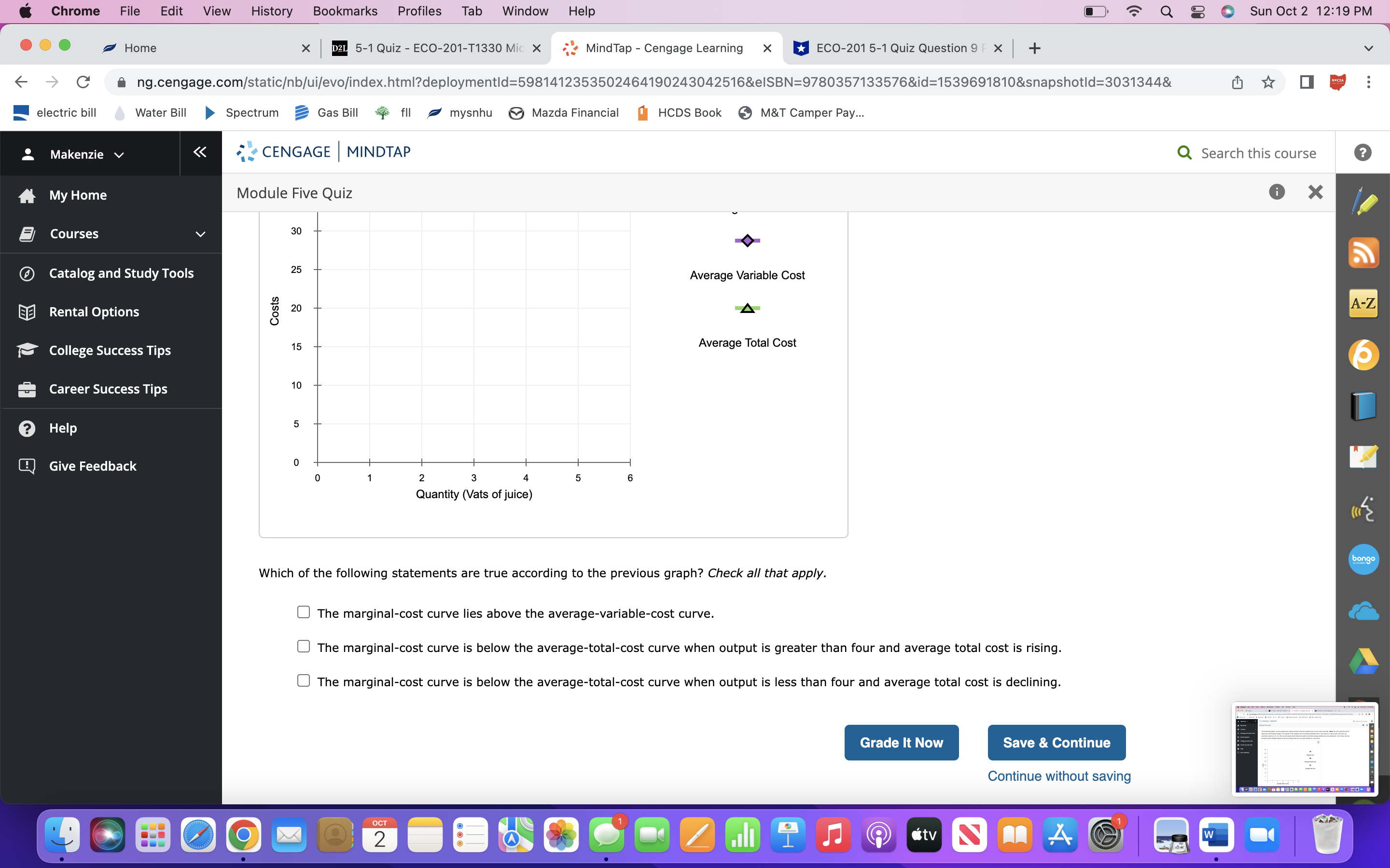 Mic x MindTap - Cengage Learning X *ECO-201 5-1 Quiz Question 9