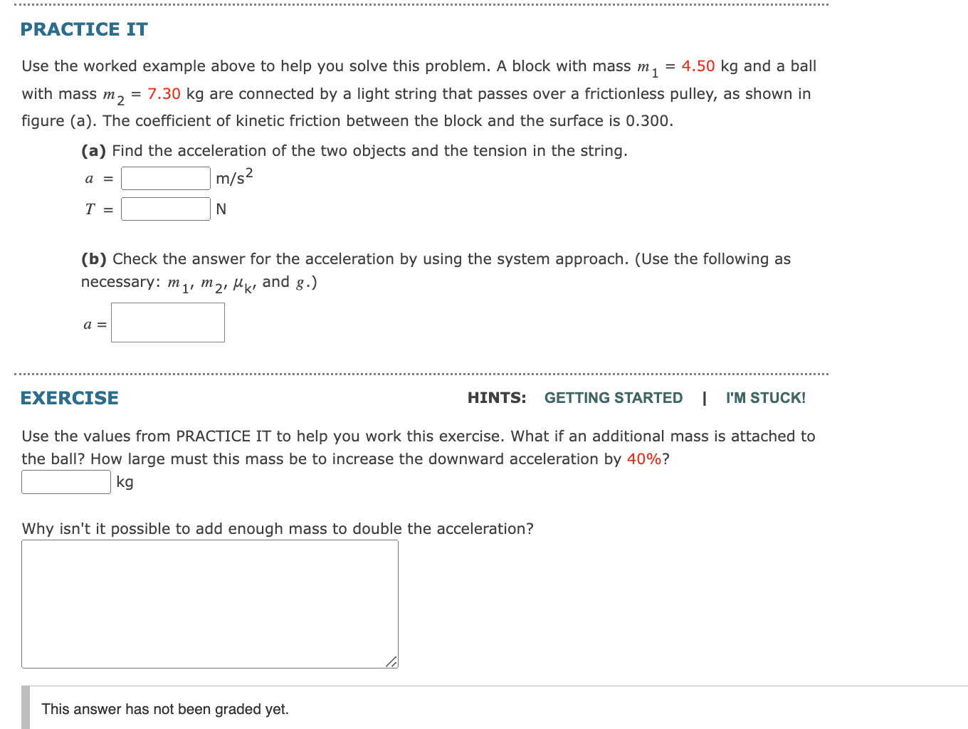 this problem. A block with mass m1 = 4.50 kg and a