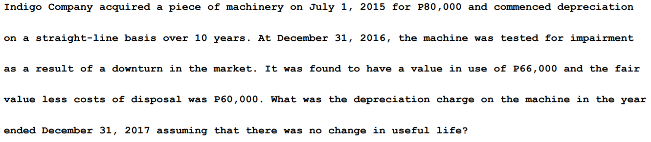 The answer is P7,765. I just need the complete solution. Indigo Company