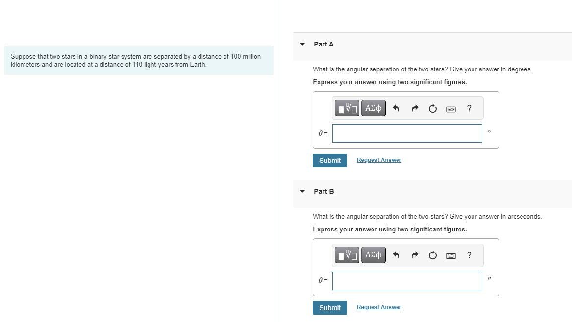  Part A Suppose that two stars in a binary star system