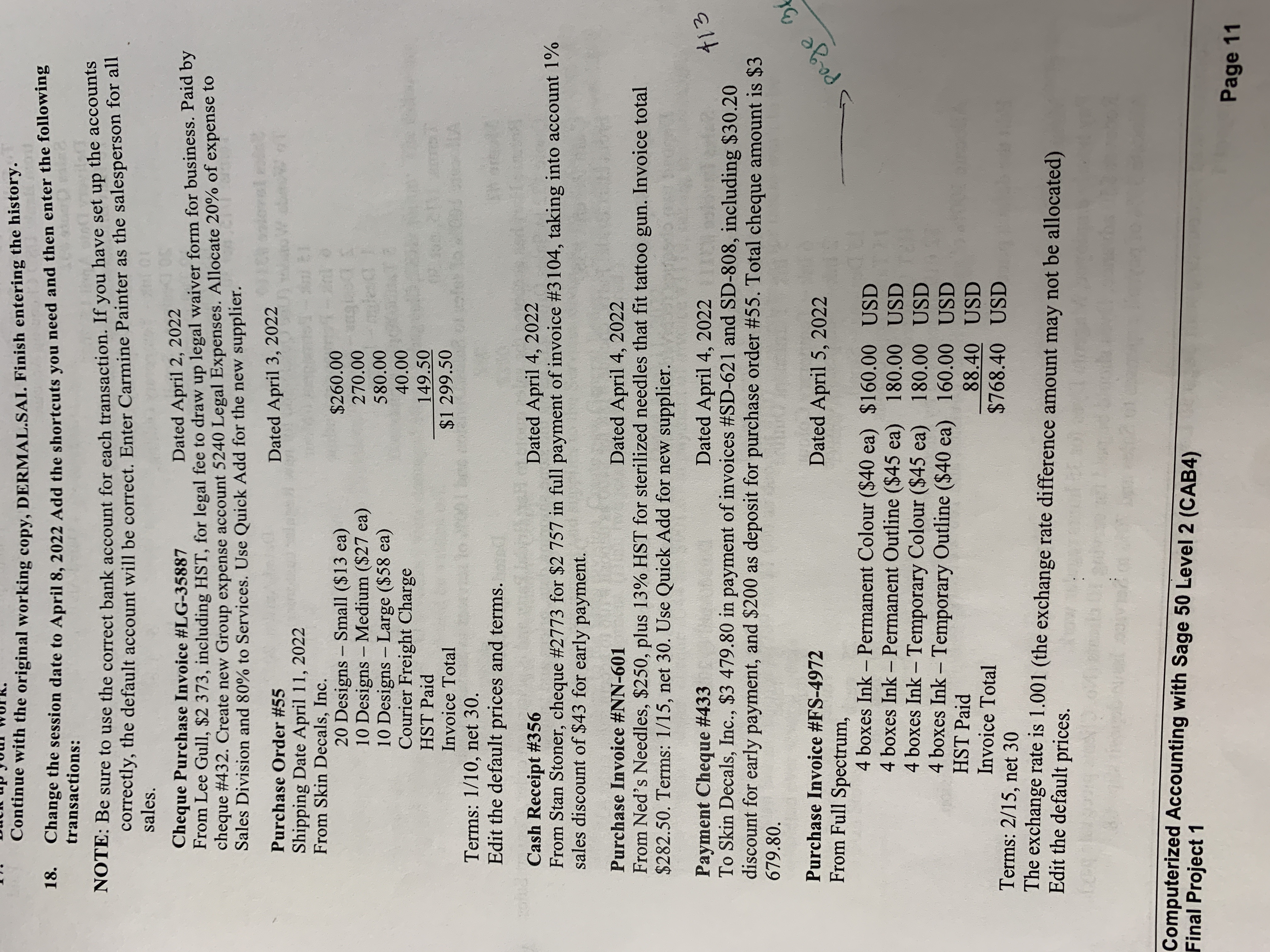 Change the session date to April 8, 2022 Add the shortcuts