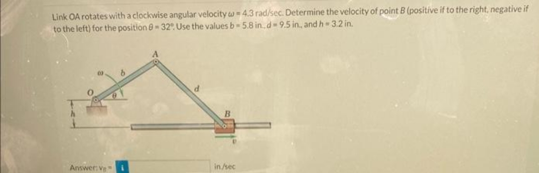 mom physics adv Link OA rotates with a clockwise angular velocity w