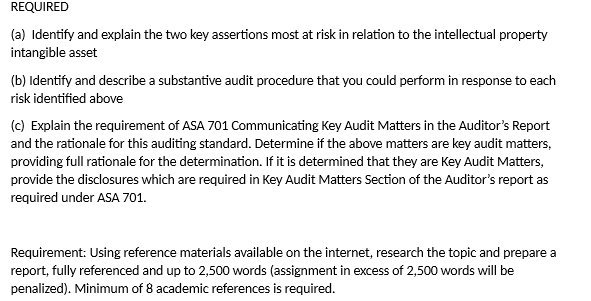  REQUIRED (a) Identify and explain the two key assertions most at