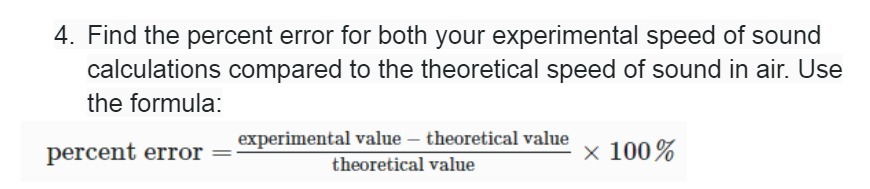 sound calculations compared to the theoretical speed of sound in air. Use