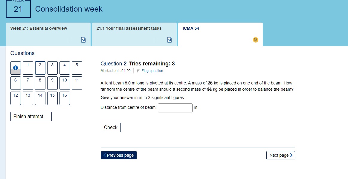 Question 2 Tries remaining: 3 Marked out of 1.00 Flag question A