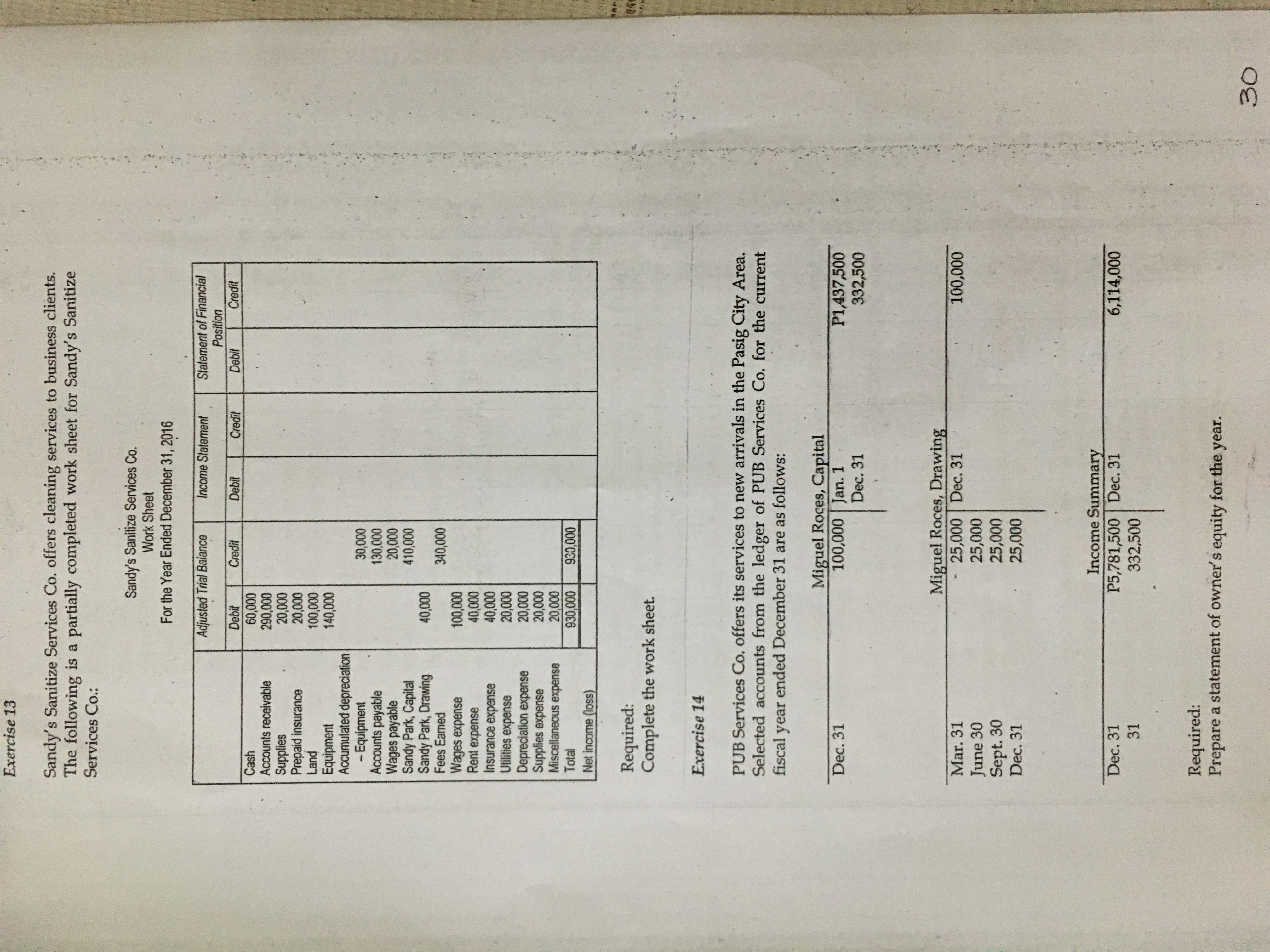following adjustments, and complete the worksheet for the month. a. Depreciation Expense