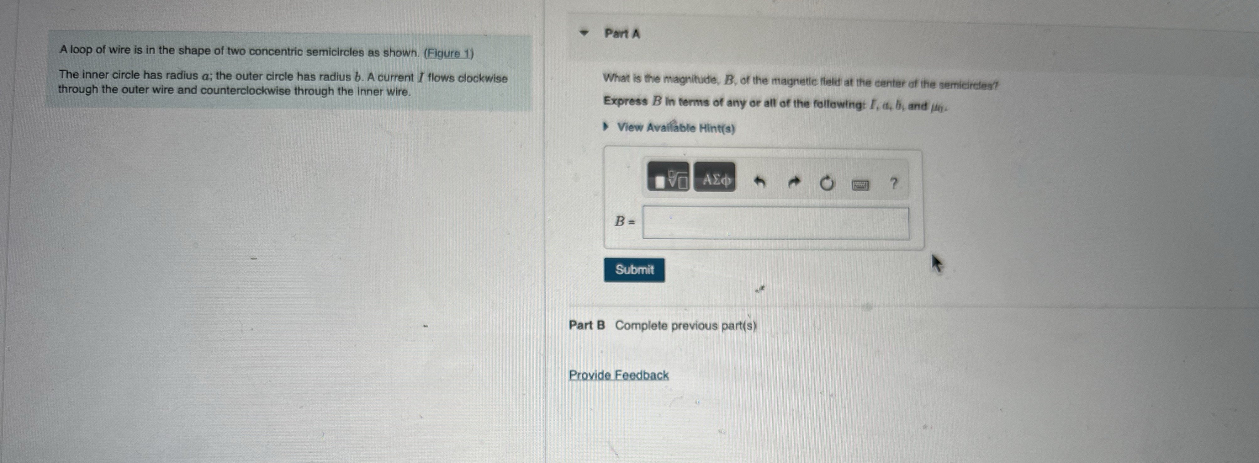 of two concentric semicircles as shown. (Figure 1) The inner circle has