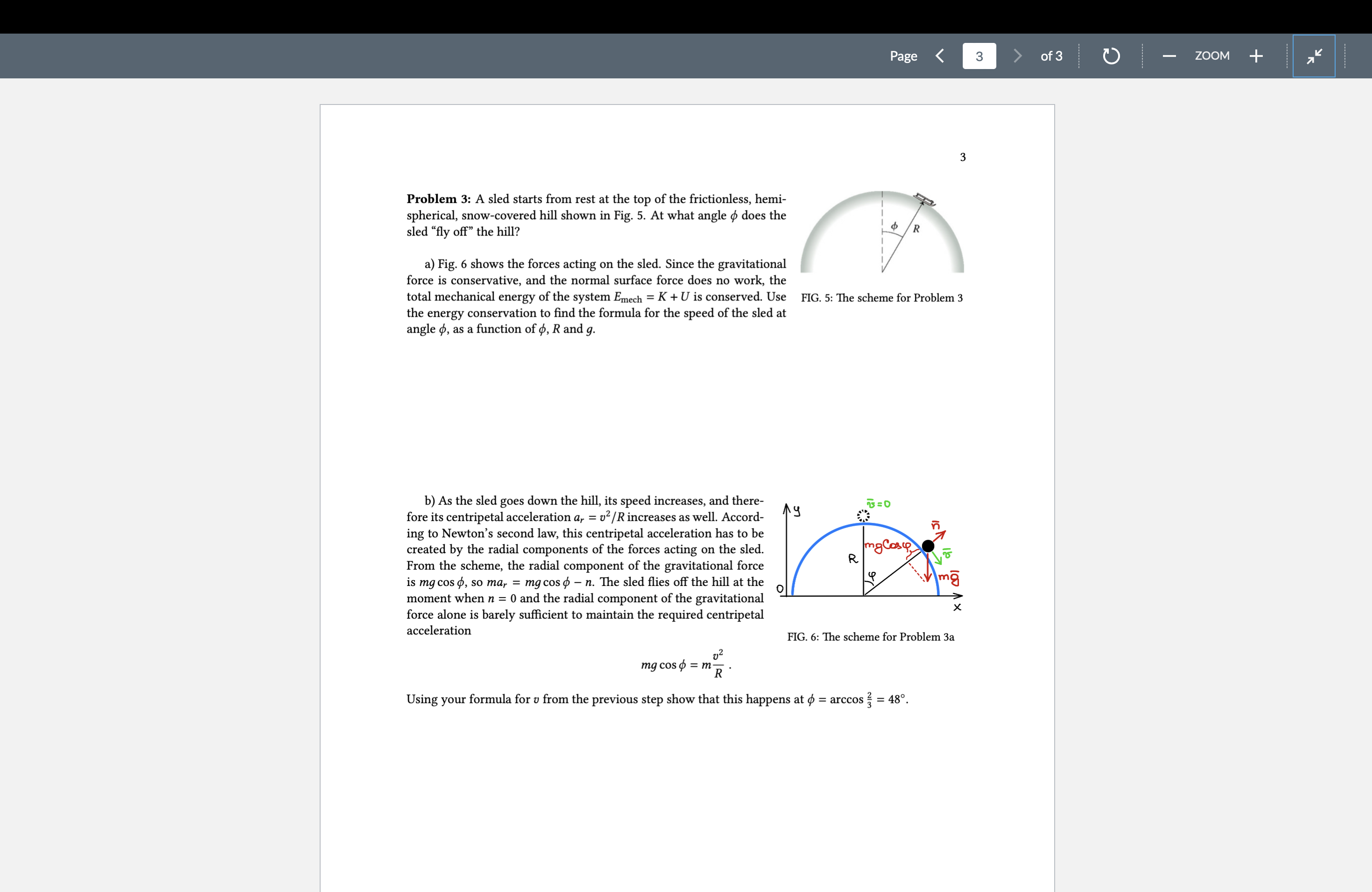 the string going slack? a) The minimum speed at which the ball
