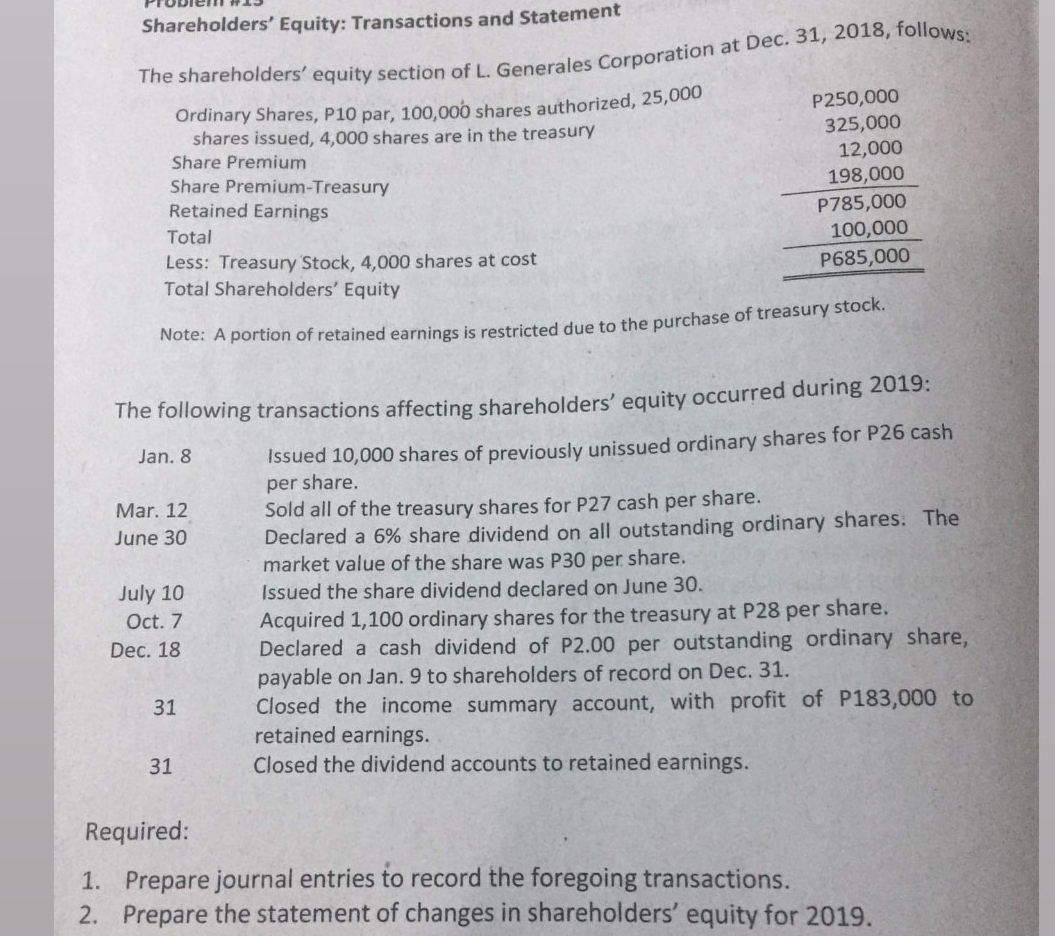 how to entries this transaction Shareholders' Equity: Transactions and Statement The shareholders'