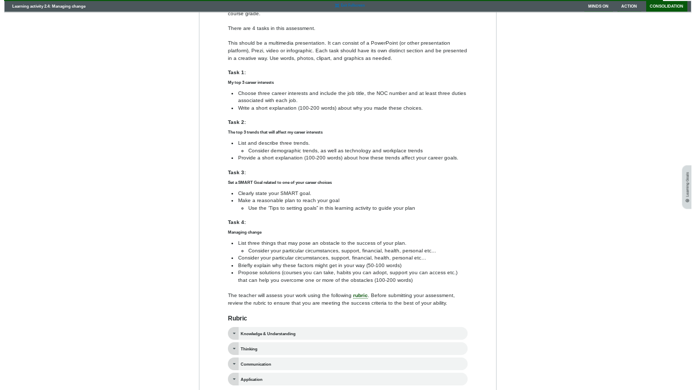 Career goals - Research project This is your second assessment for feedback