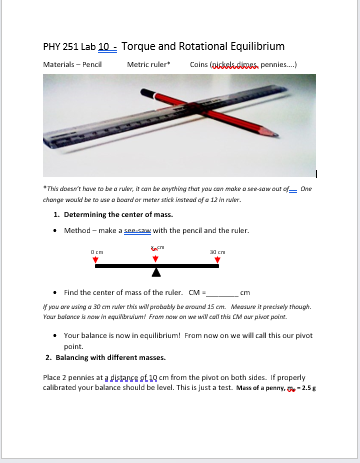 Isaimed of = 12 in muli. 1. Determining the center of mass.