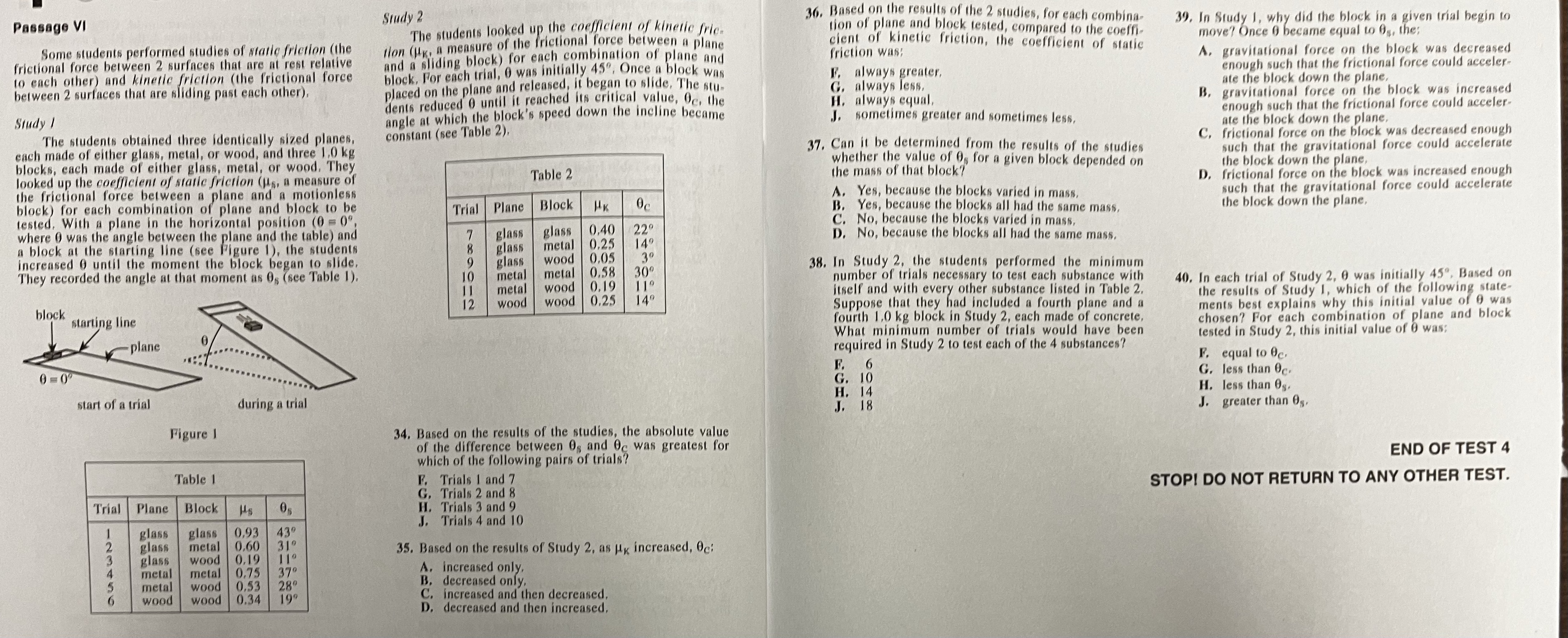 I need help with these questions Passage VI Study 2 The students