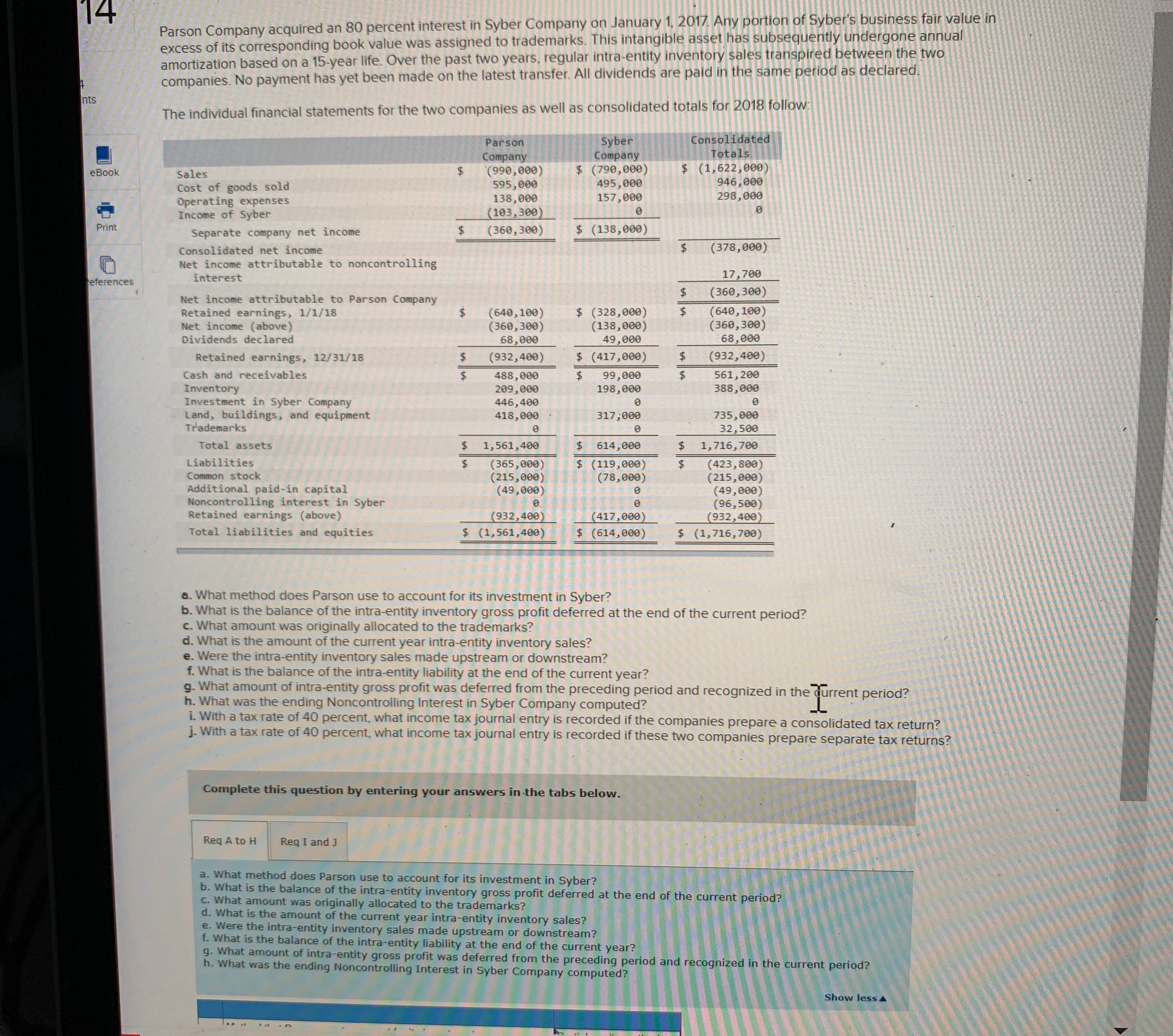 Please provide solution to G, H , I , J 14 Parson