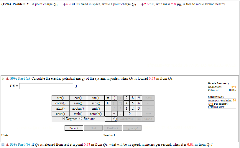 Calculus Based Physics 2 Problem 3 (17%) Problem 3: A point charge