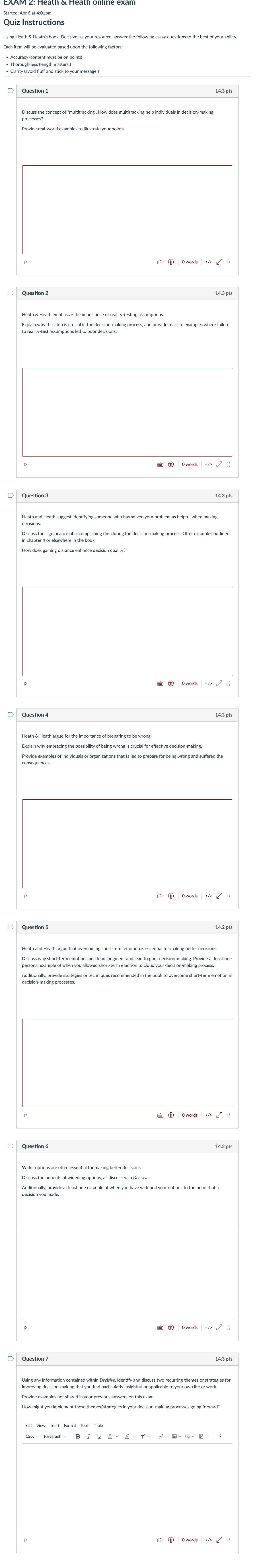 Started: Apr 6 at 4:01pm Quiz Instructions Using Heath & Heath's