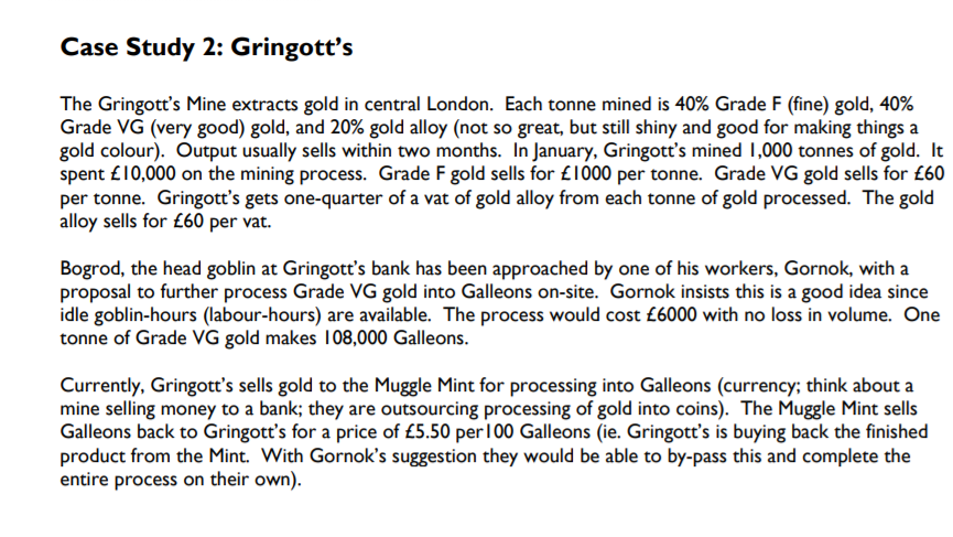 2: Gringott's The Gringott's Mine extracts gold in central London. Each tonne