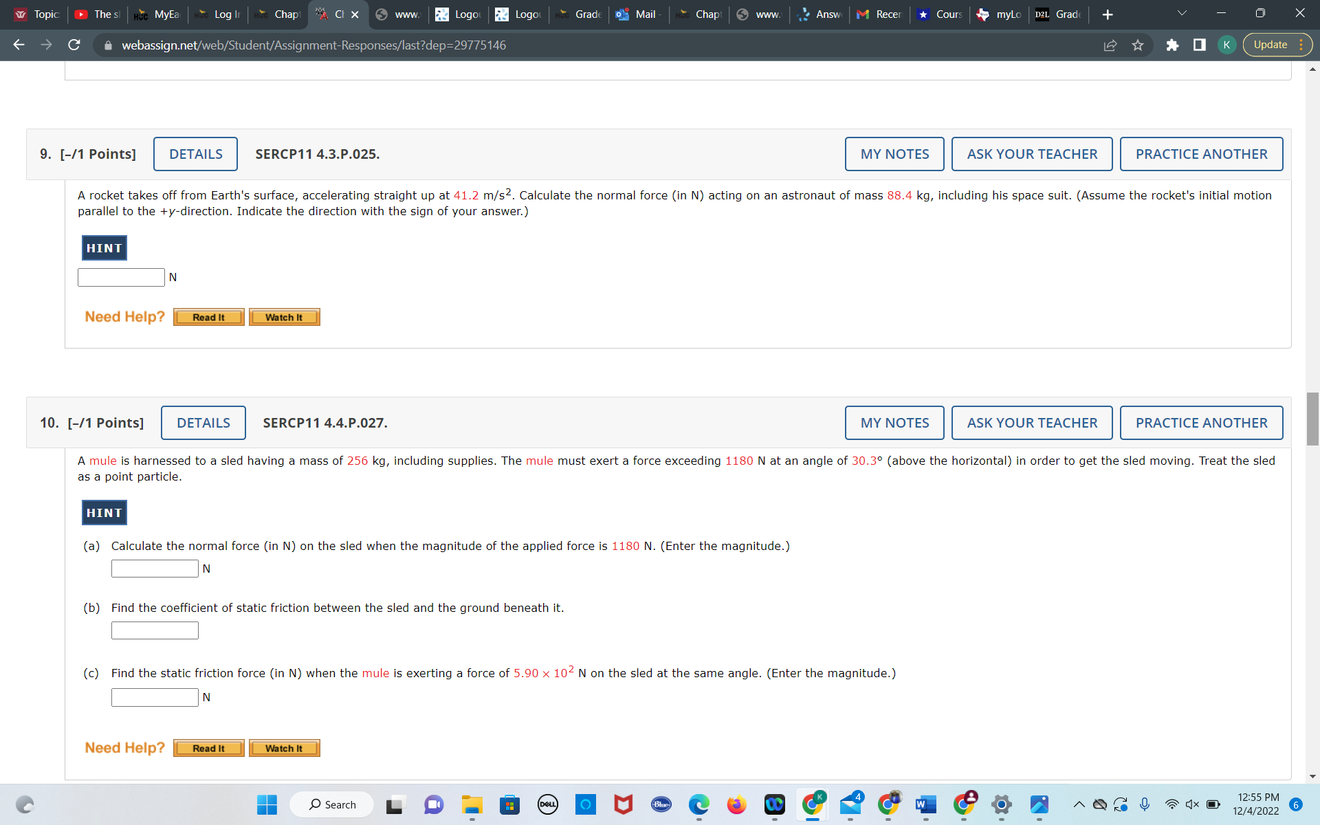 Help? Read It Watch It 6. [-/1 Points] DETAILS SERCP11 4.2.P.018. MY