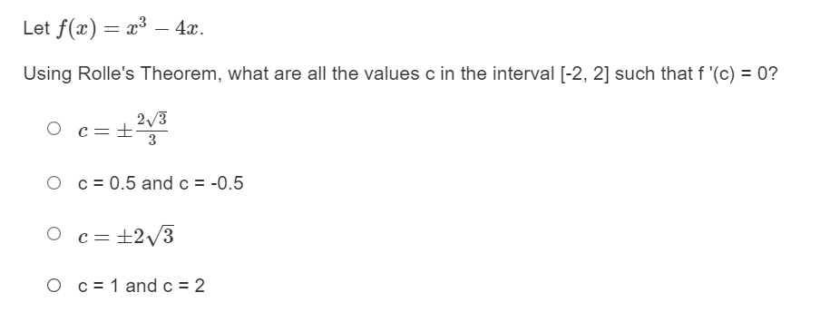 0 The Mean Value Theorem applies because f(x) is continuous on [0,