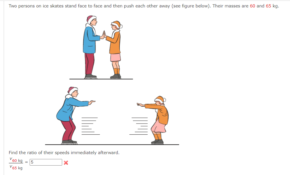 push each other away (see figure below). Their masses are 60 and