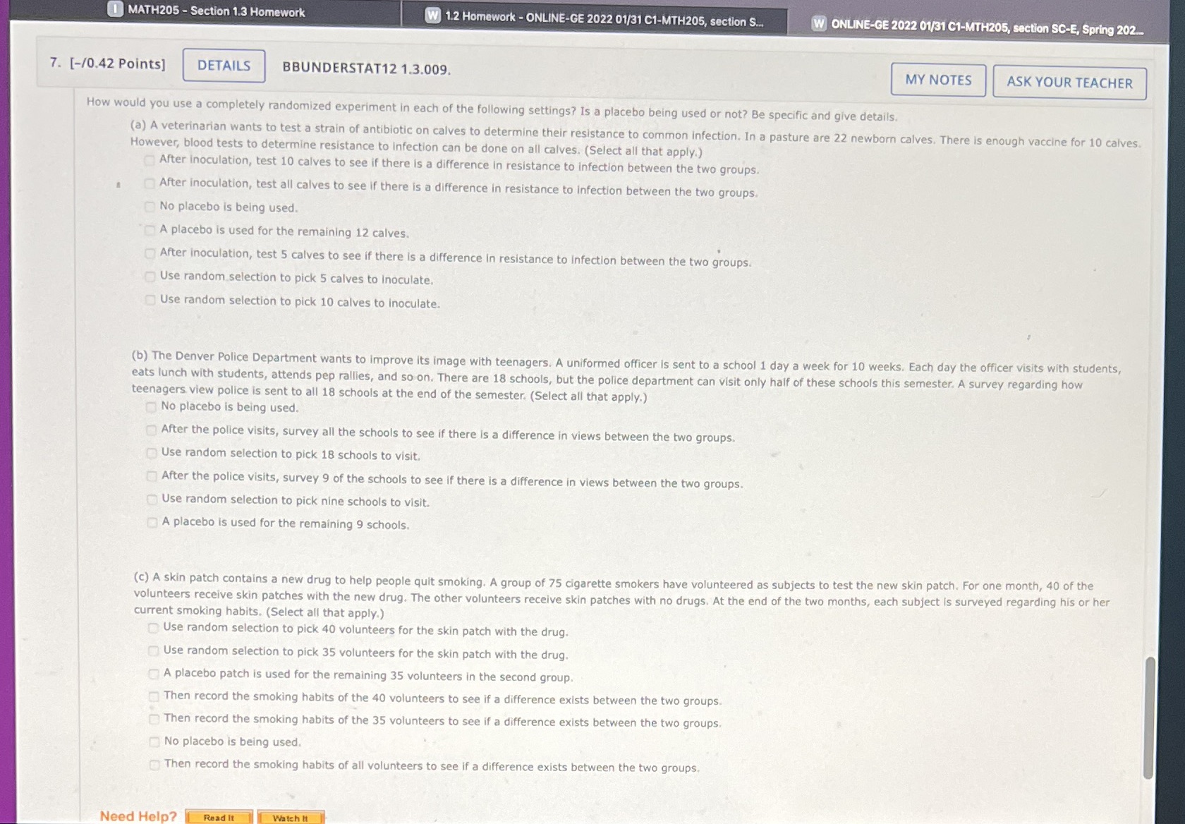  1 MATH205 - Section 1.3 Homework W 1.2 Homework - ONLINE-GE