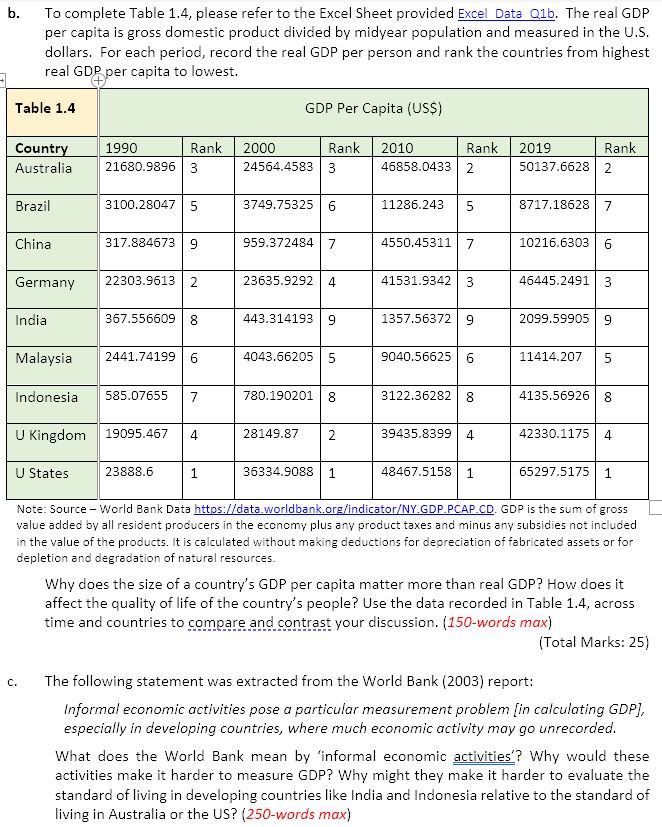 economy on the business cycle? (ii) Complete Table 1.3 below: Table 1.3