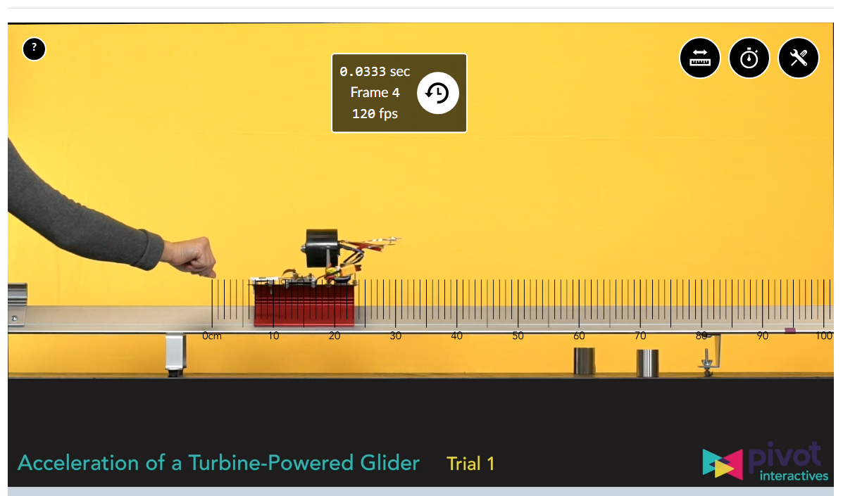 velocity vs time graph for the motion of the glider starting just