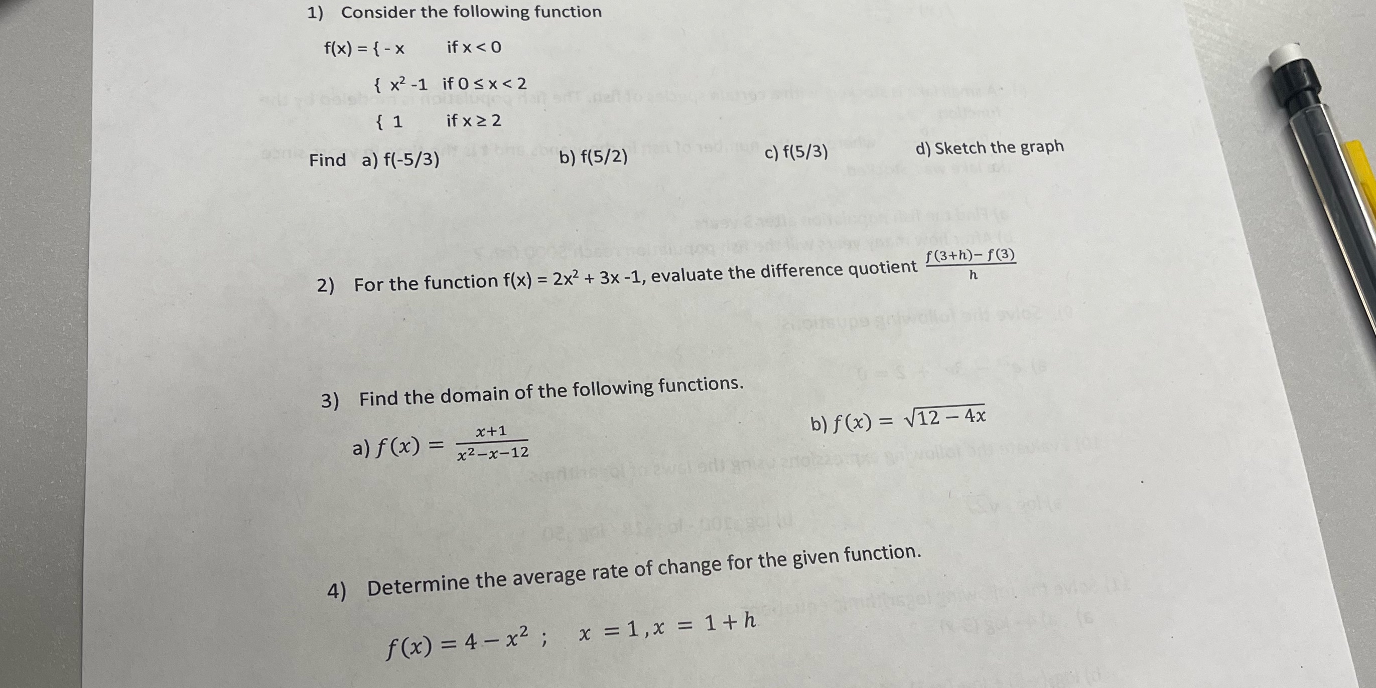 constaer tne t0110wing function f(x) = { -x if x < O