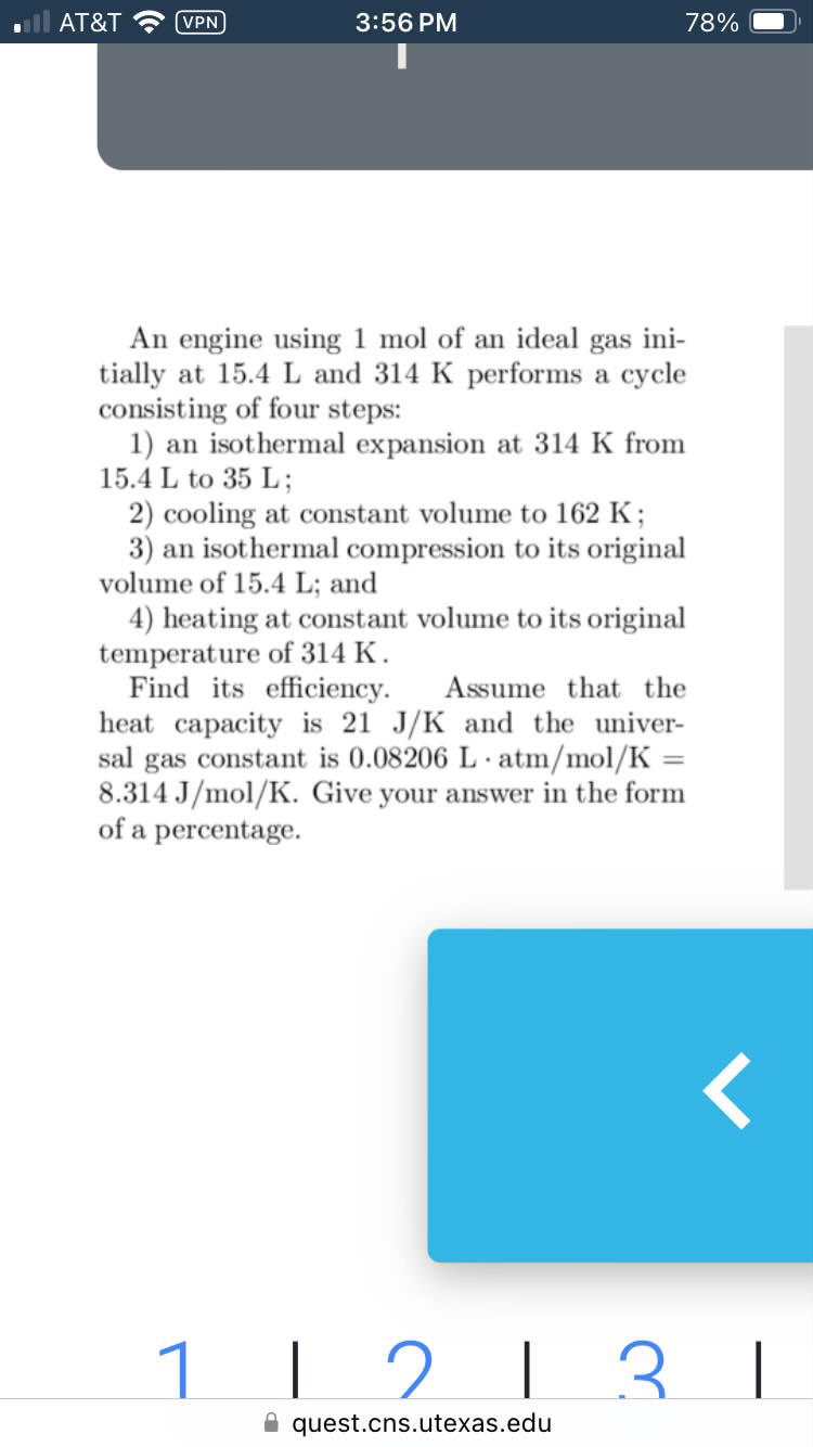 an ideal gas ini- tially at 15.4 L and 314 K performs