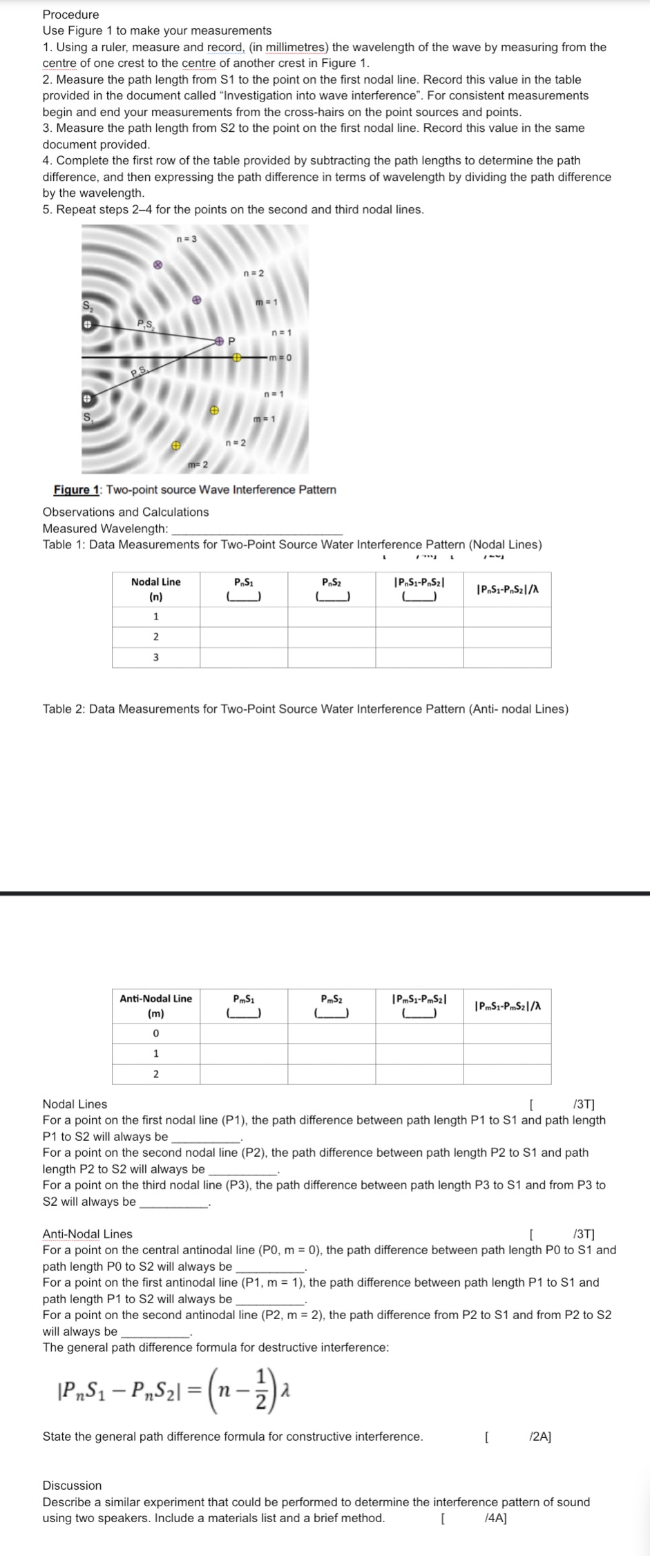  Procedure Use Figure 1 to make your measurements 1. Using a