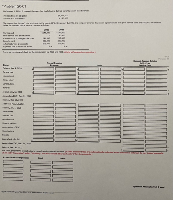 Please help me with the problem below. Thank you! "Problem 20-01 On