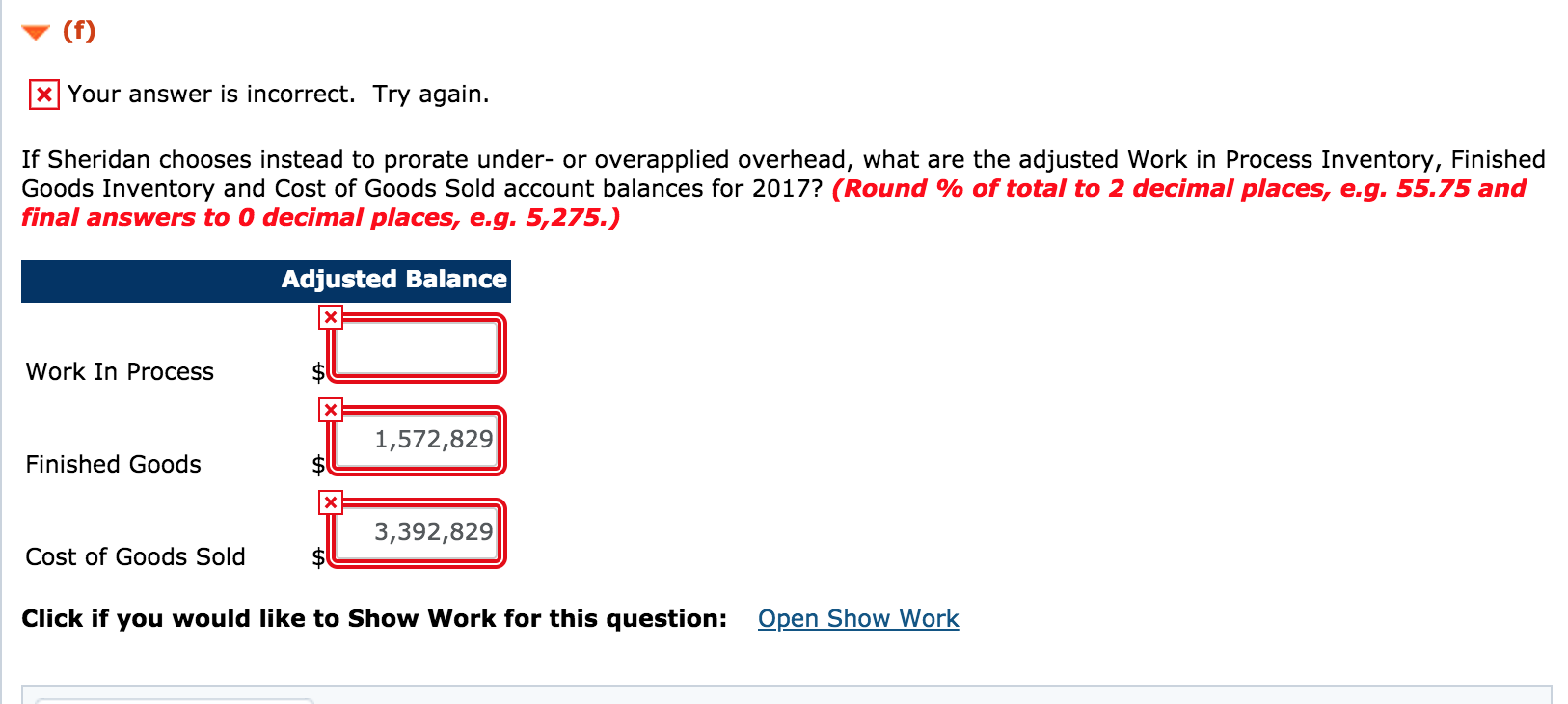 under or overapplied overhead, what are the adjusted Work in Process Inventory,