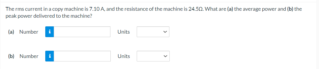  The rms current in a copy machine is 7.10 A, and