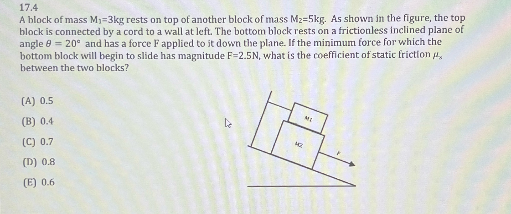 What are the steps on solving this problem? 17.4 A block of