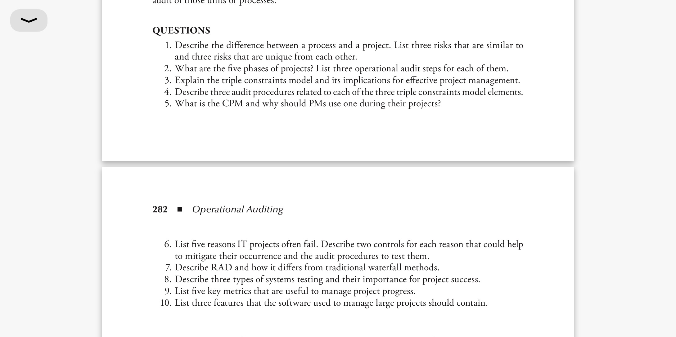 It is from the book Operational Auditing by Hernan Murdock V QUESTIONS