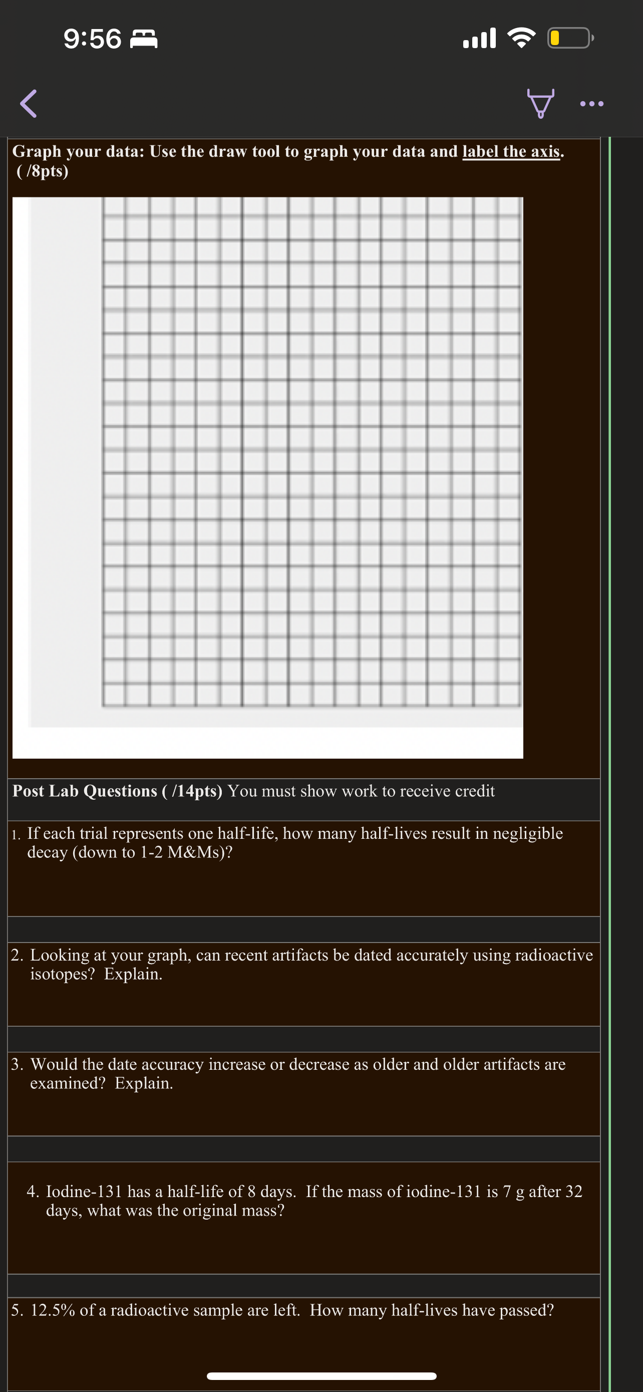  1. Graph your data: Use the draw tool to graph your